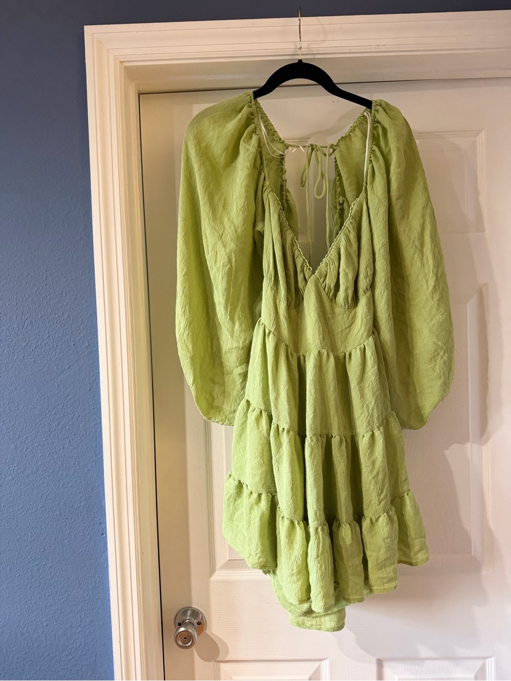 Princess Polly Light Green Tiered Peasant Mini Dress